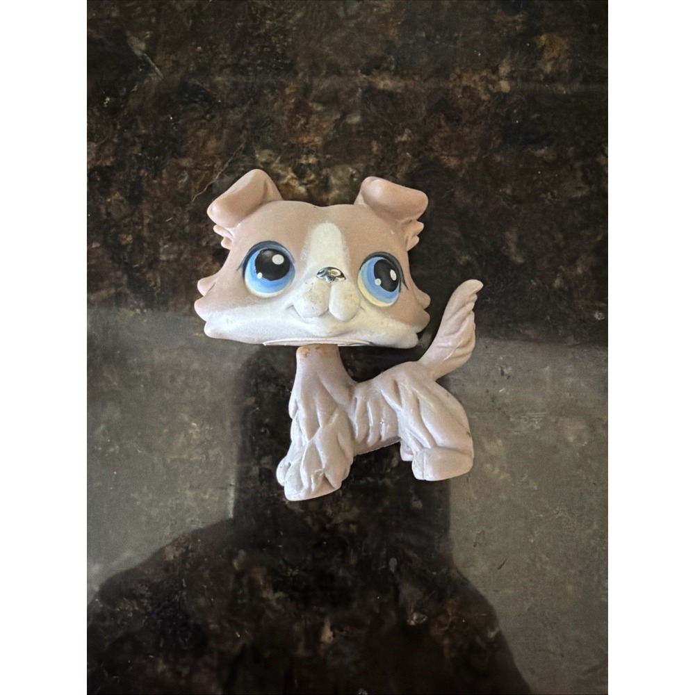 Littlest Pet Shop LPS #67 Gray Grey Collie Used Authentic Real Rare Dog Blue Eye